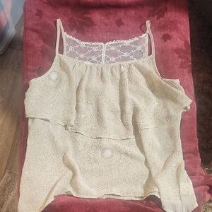 Kirra Cream Geometric Lace Camisole Vtg